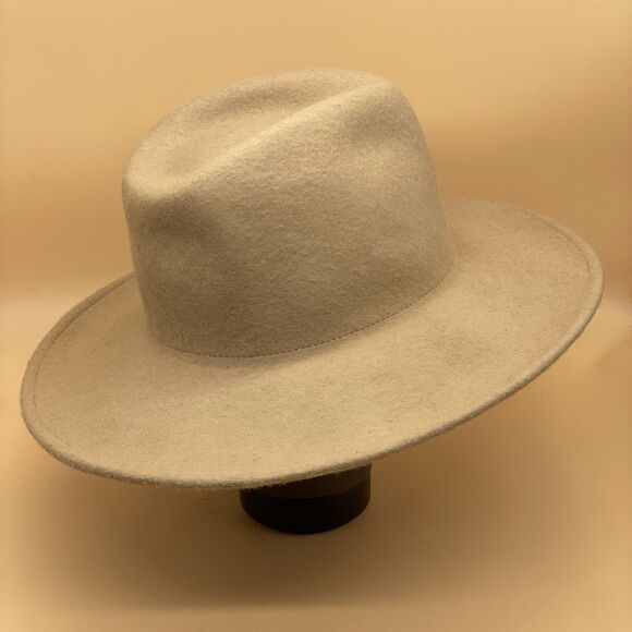 100% Wool Felt Wide Brim Hat Beige Camel Women’s One Size Boho Universal Thread - Picture 4 of 13